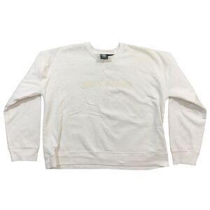 DKNY Jeans Sweatshirt Unisex Large White Spell-out Logo Long Sleeve Crew Neck